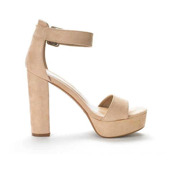 Chunky High Heel Platform Sandals - NUDE SUEDE - 1